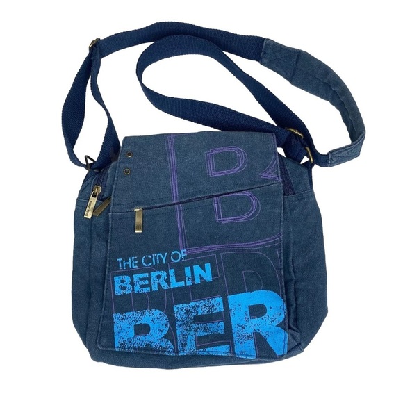 Robin Ruth Crossbody Shoulder Bag Berlin Blue Canvas Adjustable Strap - Picture 1 of 8